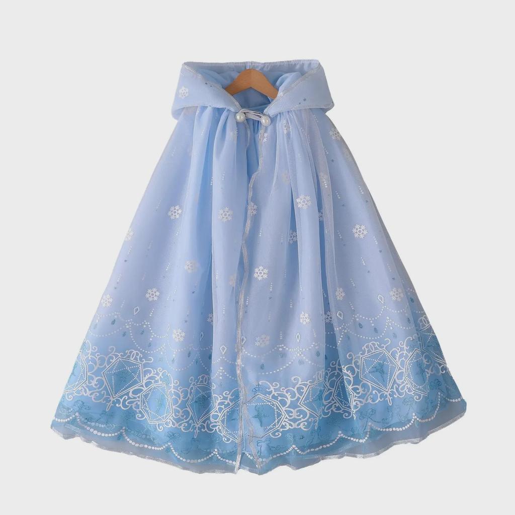 2025 Aisha Sequined Mesh Christmas Cloak for Girls - Lightweight Summer Cape