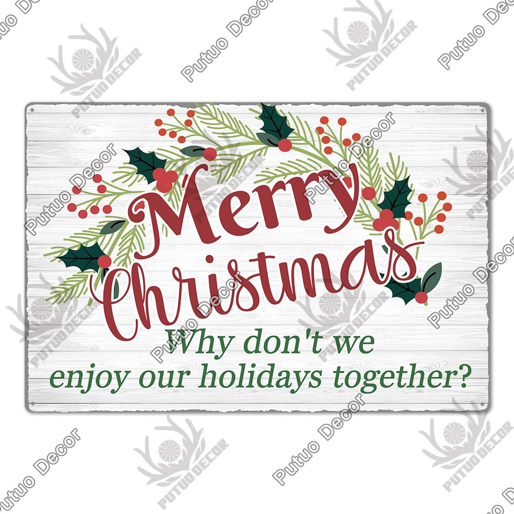 Decor Christmas Vintage Tin Sign Plaque Metal Retro Plate Poster for Club Living Room Kitchen Home Wall Art Decoration