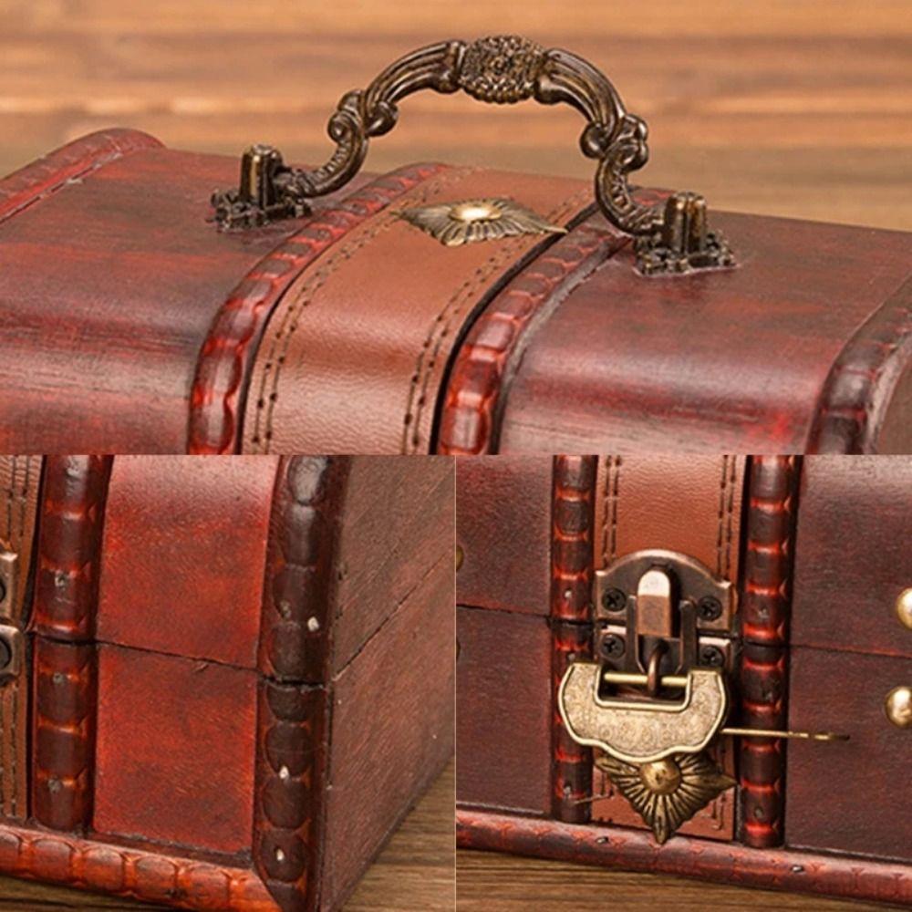 Vintage Treasure Chest Wooden Jewelry Box Antique Jewelry Storage Box  Packaging Box