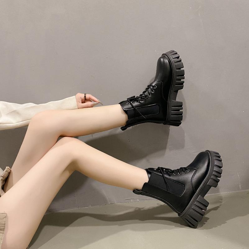 Ботинки Мартин на шнуровке на толстой подошве женские 2024 осень и зима новые корейская версия кожаные женские ботинки удобные на мягкой подошве женские полусапоги