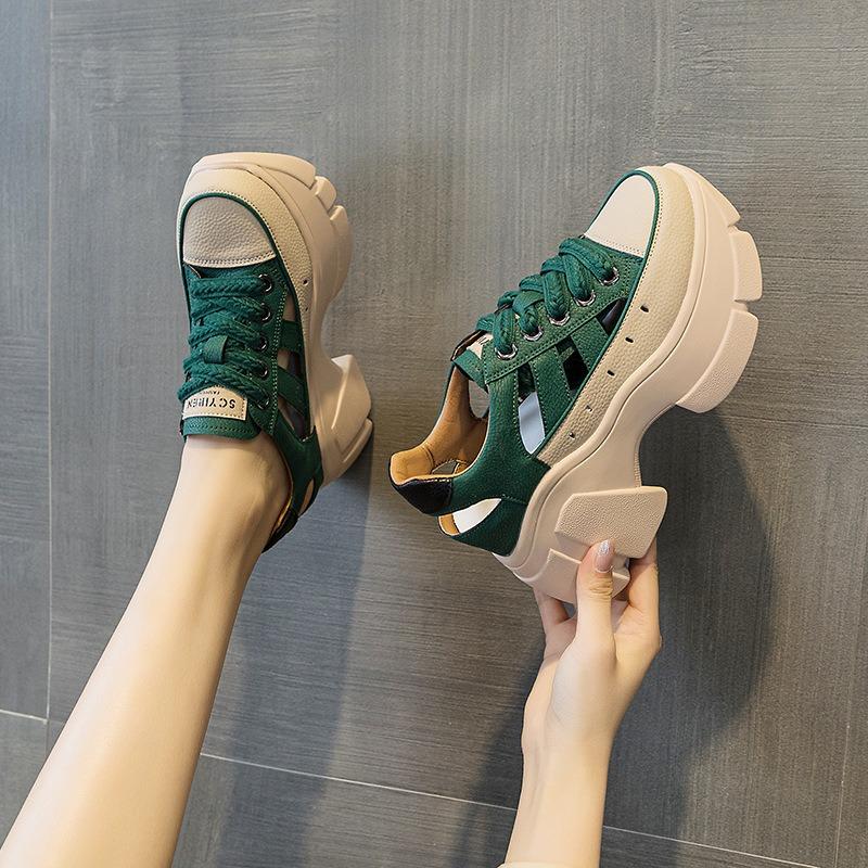 Туфли на толстой подошве с эффектом попсового увеличения внутренней высоты повседневные маленькие кожаные туфли сандалии