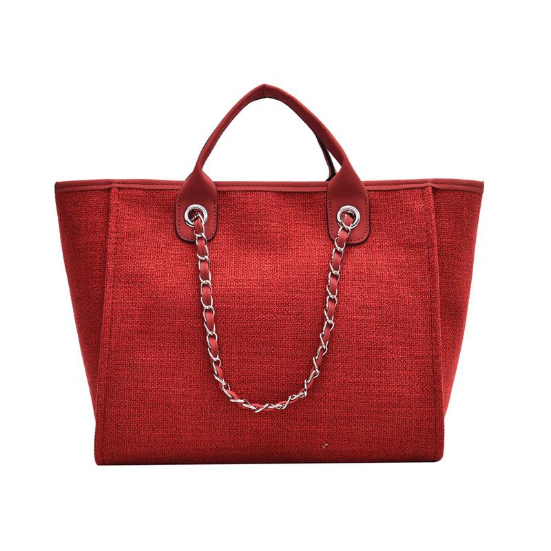 Women's Simple Canvas Bag Girls' Chain Bag Handbags for Women Large Capacity Canvas Bags Casual Shoulder Bag