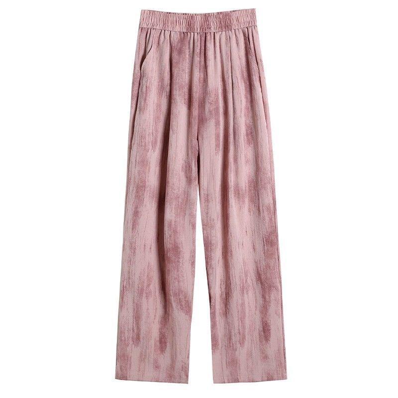 Женские широкие брюки с tie-dye из ледяного шелка, больших размеров - Прохладная повседневная летняя одежда