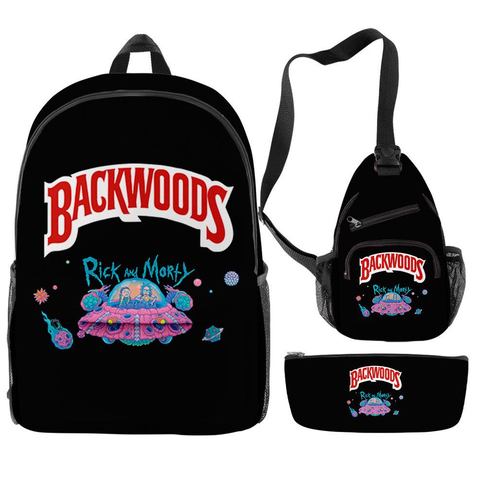 3D цифровая печать Backwoods Сигарный рюкзак Сумка через плечо Пенал Набор из трех предметов