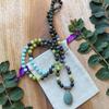 Natural Amazonite,Aquamarine,Indian Onyx Mala Necklace,108 HandKnotted Meditation Necklace,Healing Crystals,Yoga Prayer Gift