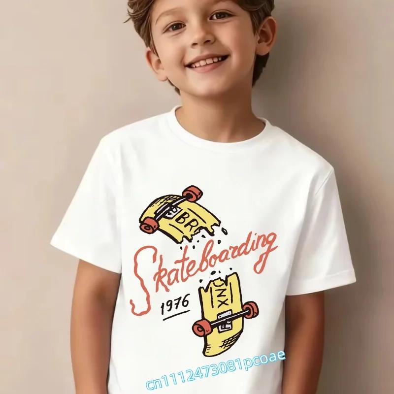 Personalized letters children's pure cotton short-sleeved boys' sports shirt,girls' casual top with cartoon print,summer T-shirt