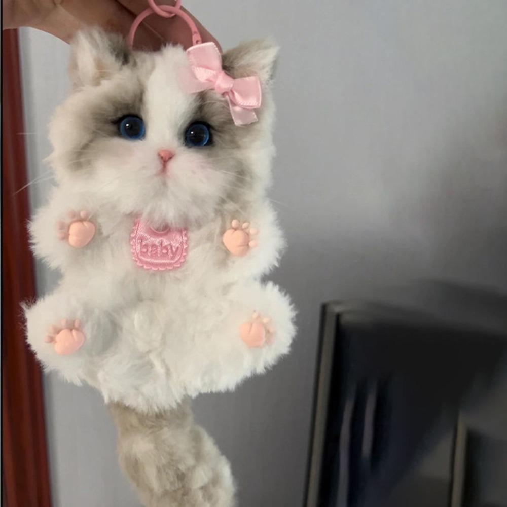 Kawaii Twisty Stick Little Cat Pendant Plush Kitten Pendant Material Package Girls Children Toys