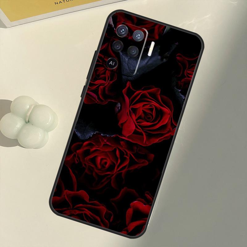 Чехол с красным цветком розы для OPPO Find X3 Lite X5 Pro A5 A9 A31 A53 S A83 A91 A93 A54 A74 A94 A15 A16 A52 A72