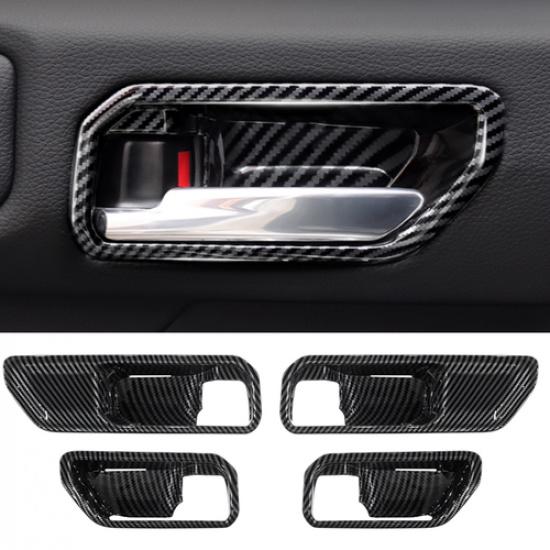 For Toyota Land Cruiser 2024-2026 Inner Door Handle Bowl Trim Carbon Fiber 4pc