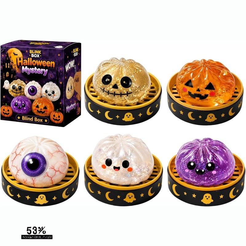 Ghost Dumpling Squishy,Cute Soft Stretchy Halloween Ghost Dumpling Squeeze,Sensory Fidget Squishy For Anxiety Relief, Perfect For Party Favors