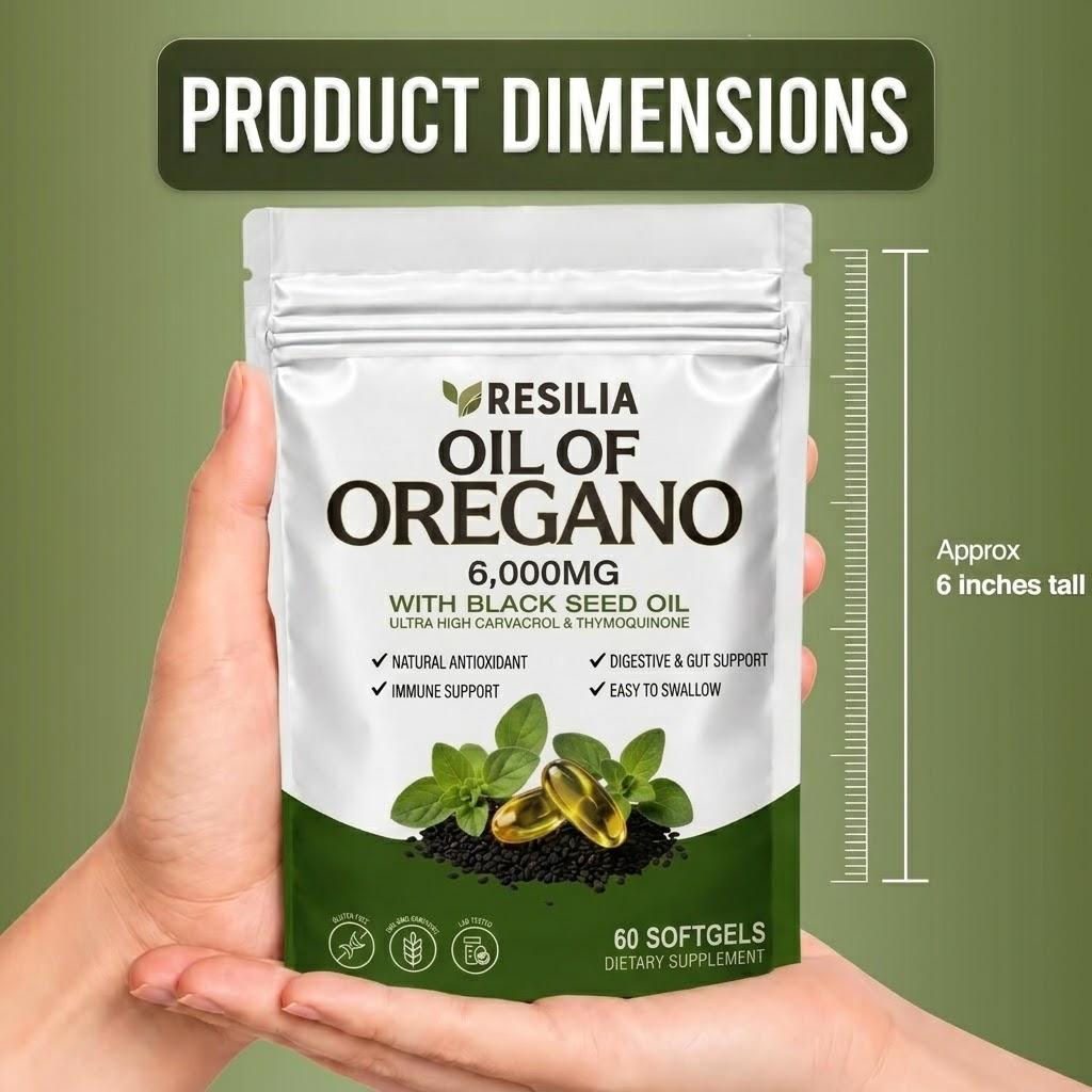 Oil of Oregano 6,000 MG with Black Seed Oil – 60 Easy-to-Swallow Softgels for Immunity, Gut & Digestive Support
