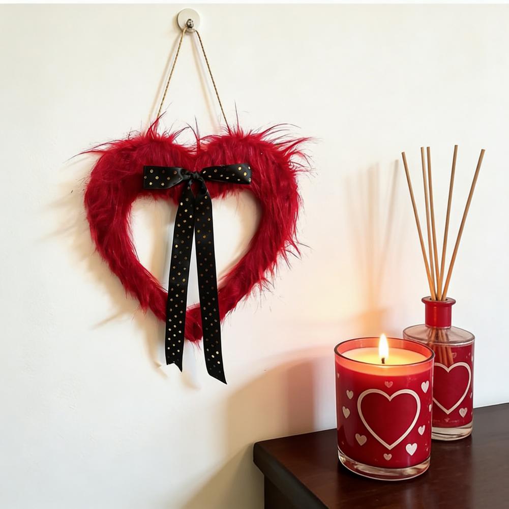 Valentine's Day Door Banner with Heart Garland Festive Wall Hanging Decor for Home Window Decorative Wreath for Celebration