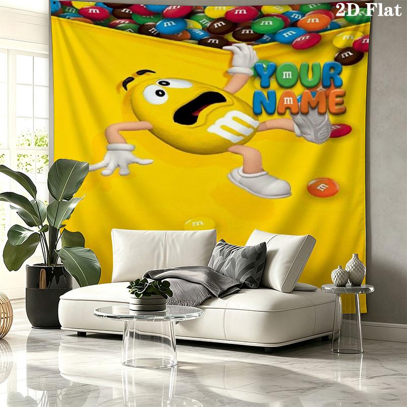 M&M's Custom Name Wall Tapestry Aesthetic Wall Hanging Printed Fabric Blanket Decorative Tapestries for Bedroom Living Room Home Decor