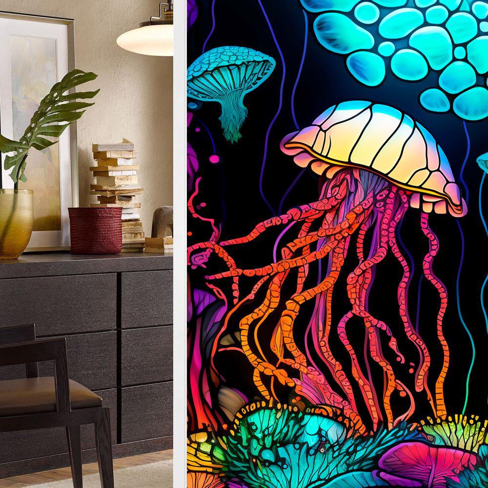 Красочная Ретро Цветок и Птица ПВХ Статическая Пленка для Окон Съемная