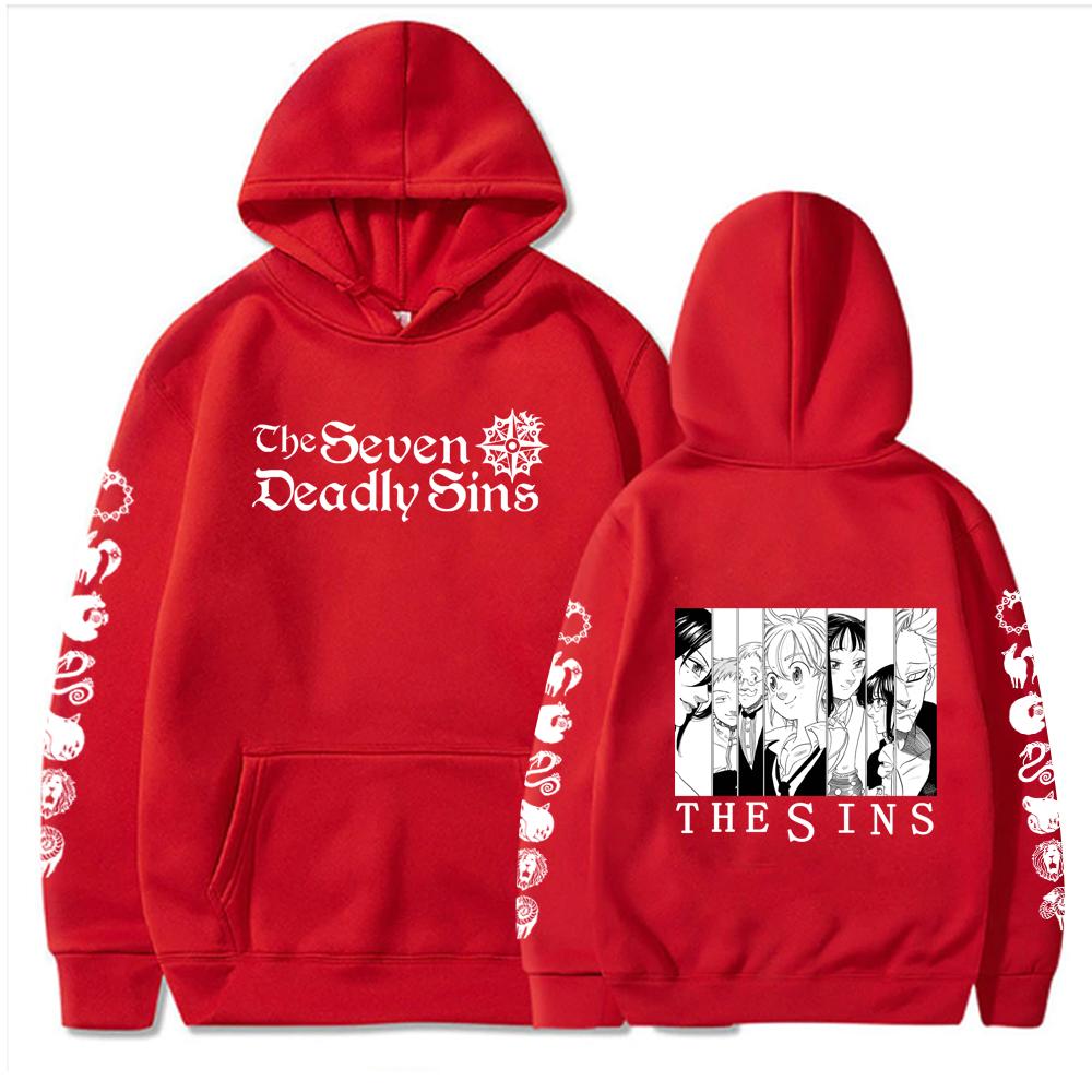 Мужская/женская толстовка с капюшоном из японского аниме «Семь смертных грехов» с принтом унисекс в стиле хип-хоп, уличная одежда, пуловер, одежда