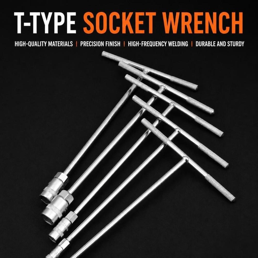 Hex Socket Drive T-Socket Wrench 6-19mm Hand Tool Durable Hex Socket Home Maintenance