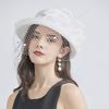 European and American temperament linen flower elegant banquet top hat spring and autumn solid color curled sun hat women's outdoor sunscreen basin h