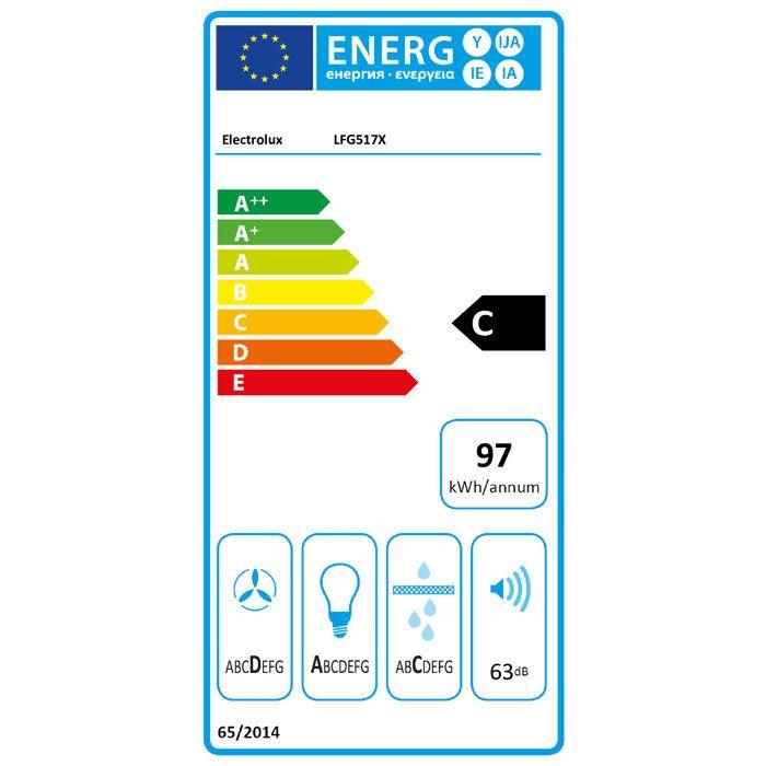 Groupe filtrant - ELECTROLUX - LFG517X - 70 cm - Eclairage LED - Débit 705 m3/h