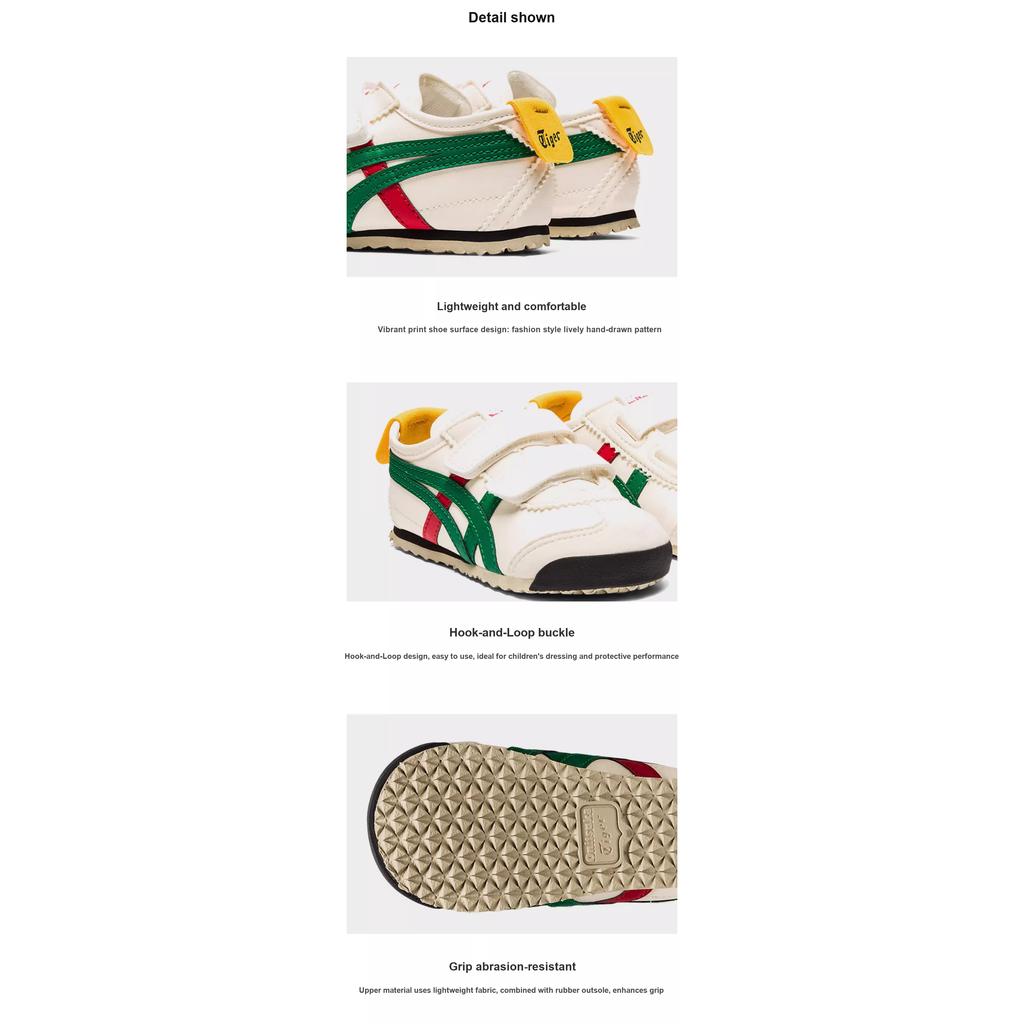 ONITSUKA TIGER Mexico 66 Ts Удобные Универсальные Нескользящие Прочные Спортивные Повседневные Кроссовки с Низким Верхом Детские кроссовки Белый Зеленый 1184A054-200