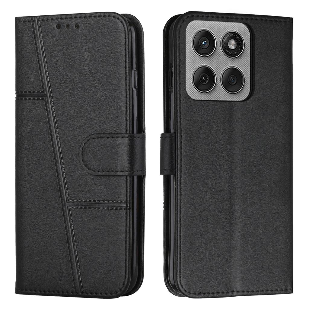For Motorola Edge 60 Pro 5G Leather Phone Case Foldable Stand Wallet Flip Cover with Strap