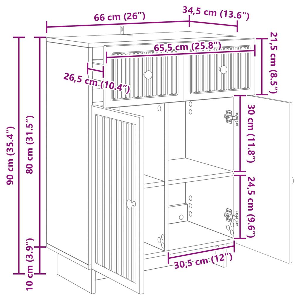 Sideboard Grey Sonoma 66 x 34.5 x 90 cm Particleboard