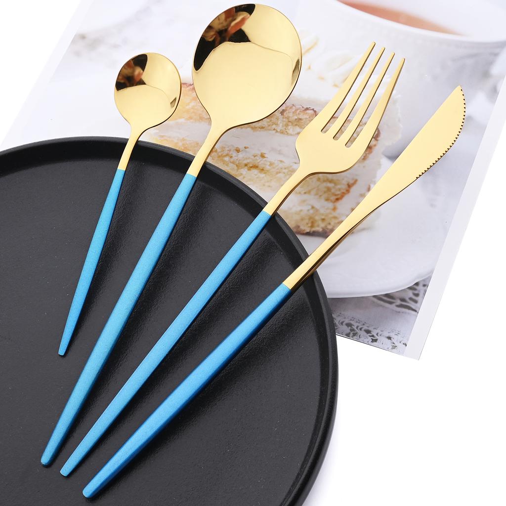 Высокое качество 24 шт., набор столовых приборов из черного золота, нож, вилка, чайная ложка, столовые приборы, зеркало, посуда из нержавеющей стали, кухонное серебро в западном стиле