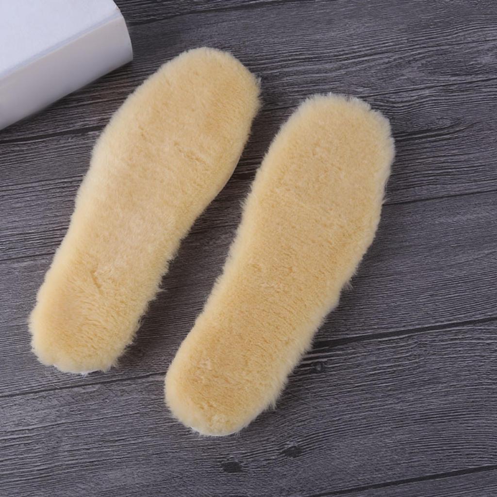 2 Pairs Shoe Insole Insert Fall Winter Warm Thick Fuzzy Wool Blend Soft Cushioning Men Women Snow Boot Inner Sole Foot Pad