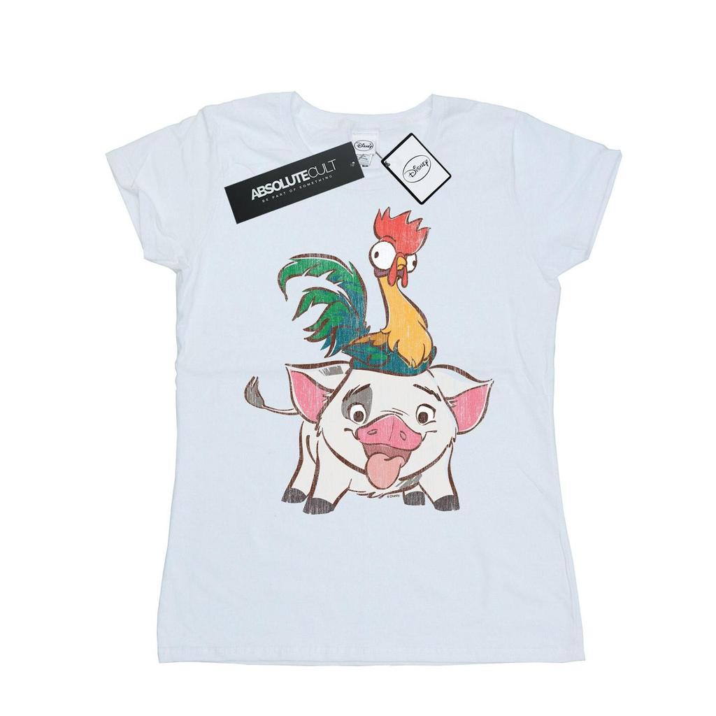 Disney Womens/Ladies Moana Hei Hei And Pua Cotton T-Shirt