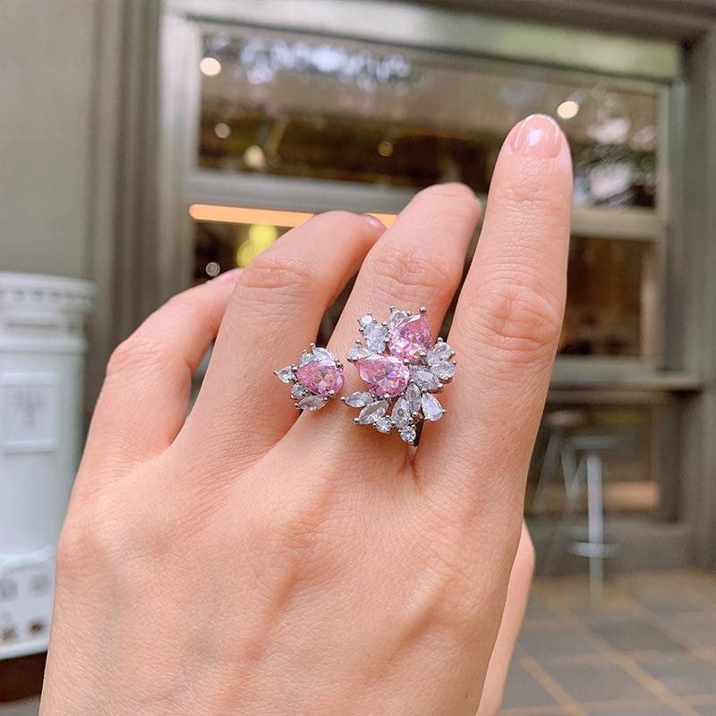 Имитация желтого бриллианта открытое кольцо женское преувеличенный нерегулярный циркон имитация красного голубиного кольца кровь мода