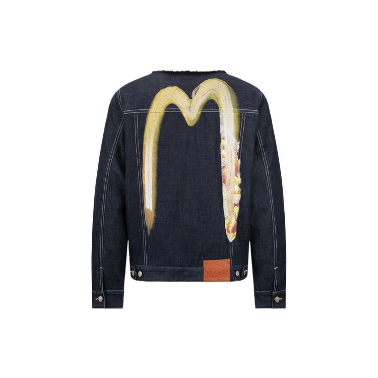 Evisu Джинсовая куртка с вышивкой большого логотипа M Мужская куртка Джинсово-синяя 2EAHTM3DJ1930RXCT