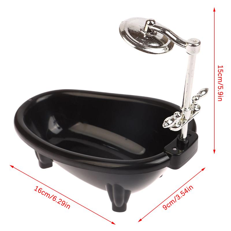 1Set Black Dollhouse Mini Furniture Bathtub Model Toy Simulation Bathroom Accessories Kids Pretend Doll House Decoraton Toy