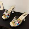 Liyke Summer Transparent High Heels Modern Slippers Women Fashion Colour Diamond Open Toe Party Stripper Shoes Platform Sandals
