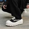Fashion Black and White Casual Men's Shoes High Quality Genuine Leather Leisure Outdoor Street Walking Trendy Youth Shoes Thick Soled