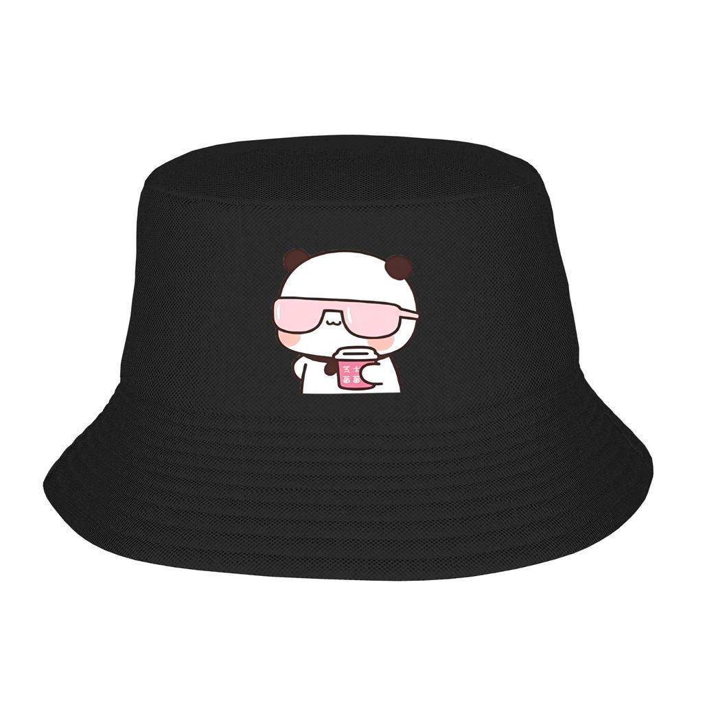 DuDu Bear and BuBu Panda Halloween Bucket Hats Summer Travel Headwear Stuff Kawaii Fishing Cap for Camping Teen Ispoti Hat