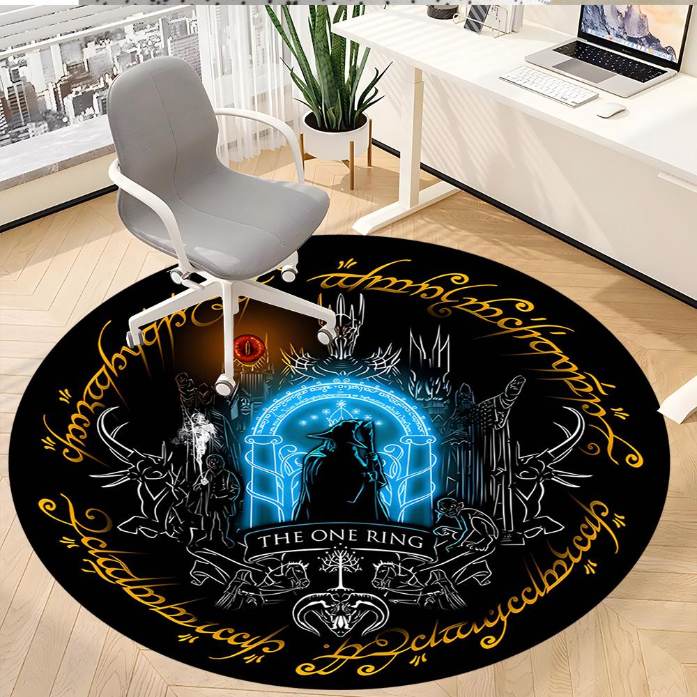 1pc Fantasy Warriors Adventure Round Rug Flannel Fun Playful Design Living Room Bedroom Floor Mat Home Decoration Kids Room Carpet Y82822