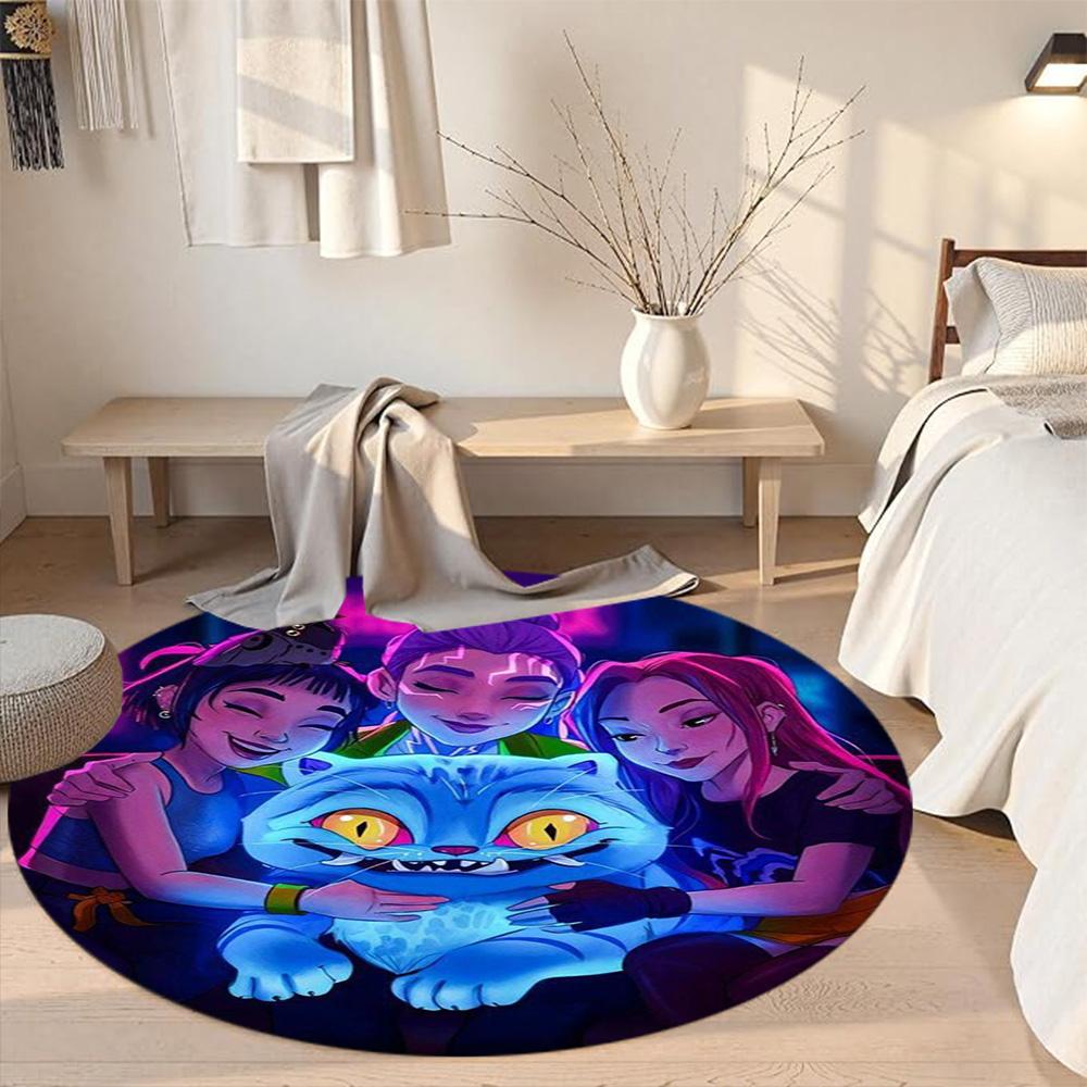 K-pop Round Carpet Perfect for Study room Dormitory Game Room Living Rooms Anti-slip Round Rug Anime Office Decor Perfect Birthday Christmas Gift Idea