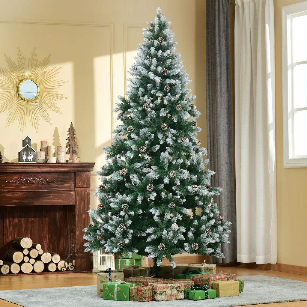 Artificial Christmas Tree 210 cm Green with 1440 PVC Tips and 75 Pine Cones