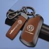 hijk1 Leather Car Smart Remote Key Case Cover Protector Holder Shell Fob For Volkswagen VW Golf 8 MK8 ID-4 ID-6 Keychain Accessories