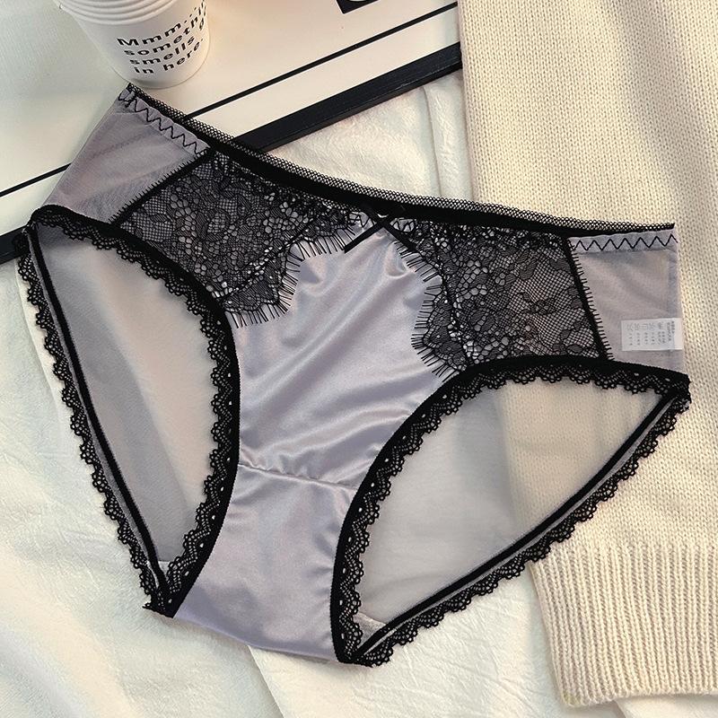 High Luxury Satin Lace Patchwork Pure Desire Sexy Panties Triangle Women’s Panties