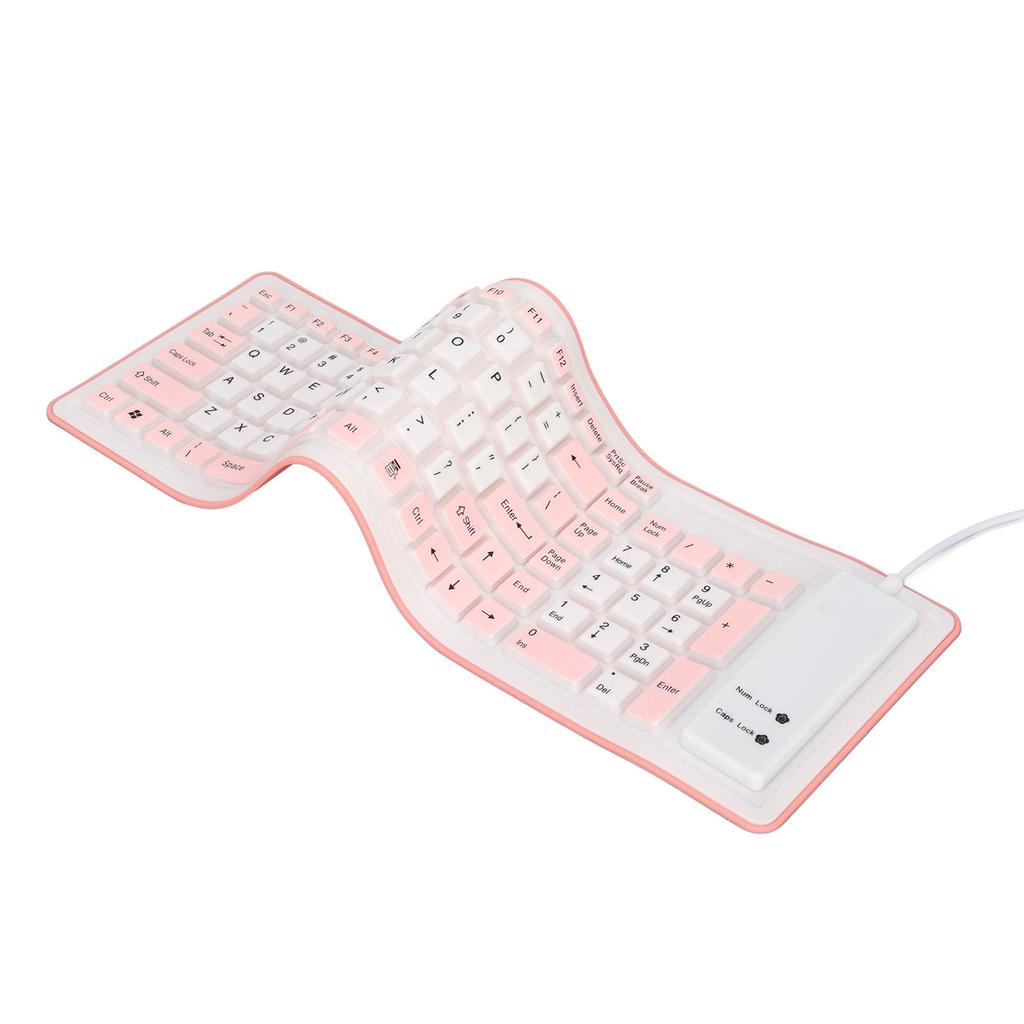 Foldable Silicone Keyboard 103 Keys USB Wired Silicon Foldable Waterproof Mute Fadeless Foldable Keyboard for PC Laptop