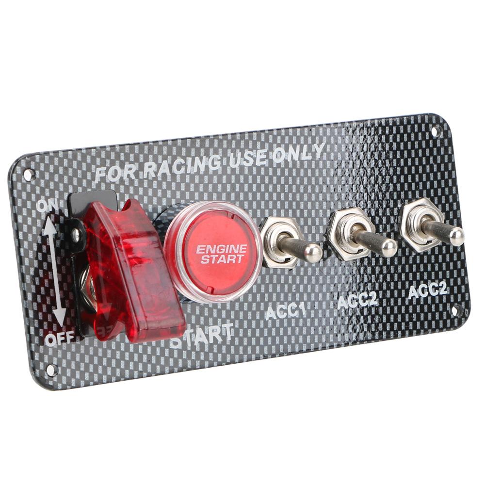 12 В светодиодный переключатель зажигания, светодиодный тумблер для гоночного автомобиля, кнопка запуска двигателя, автомобильные аксессуары из углеродного волокна