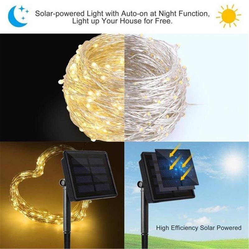 Solar Outdoor Light String 8-mode Fairy Fairy Tale Solar LED Light String Outdoor Christmas Day Decoration Party Atmosphere Light Landscape Light