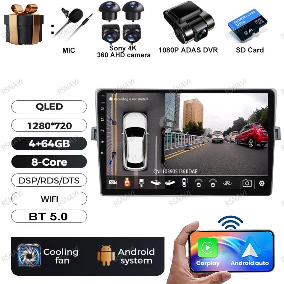 Android 16 Car Radio For Toyota Verso 2010 2011 2012 2013 2014 2015 2016 Multimedia Video Player Carplay 4G GPS LTE Head Unit BT