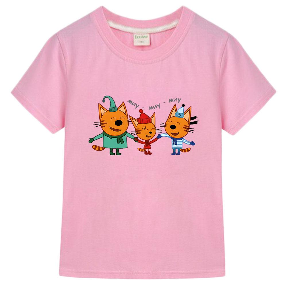 Футболка с принтом Kid-e-cats Мультяшные детские футболки Три котенка Русская смешная одежда Летние детские топы Одежда для девочек и мальчиков