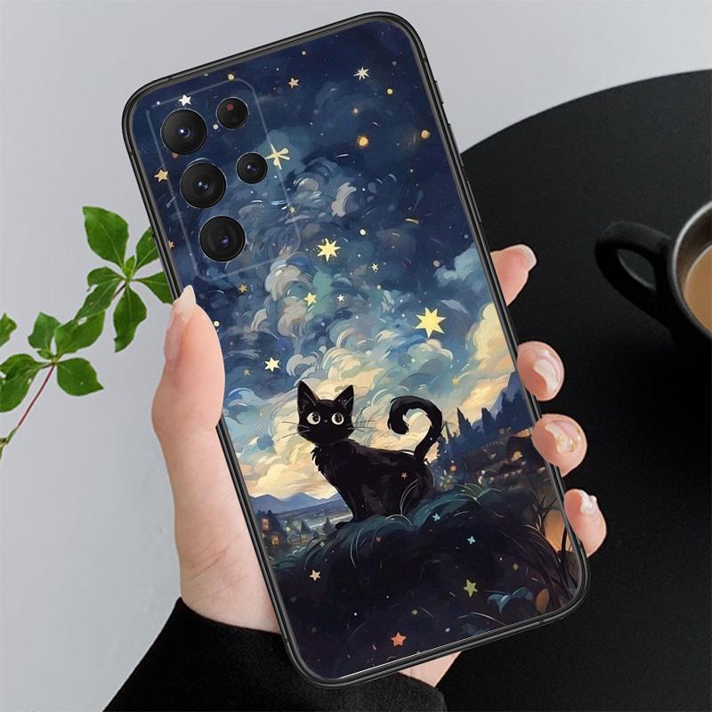 Милый Чехол для Телефона с Кошкой Для Samsung A55 A16 A56 A36 A35 A15 A53 A54 A33 A34 A25 A05S A52 A52S A14 A24 A26 A71