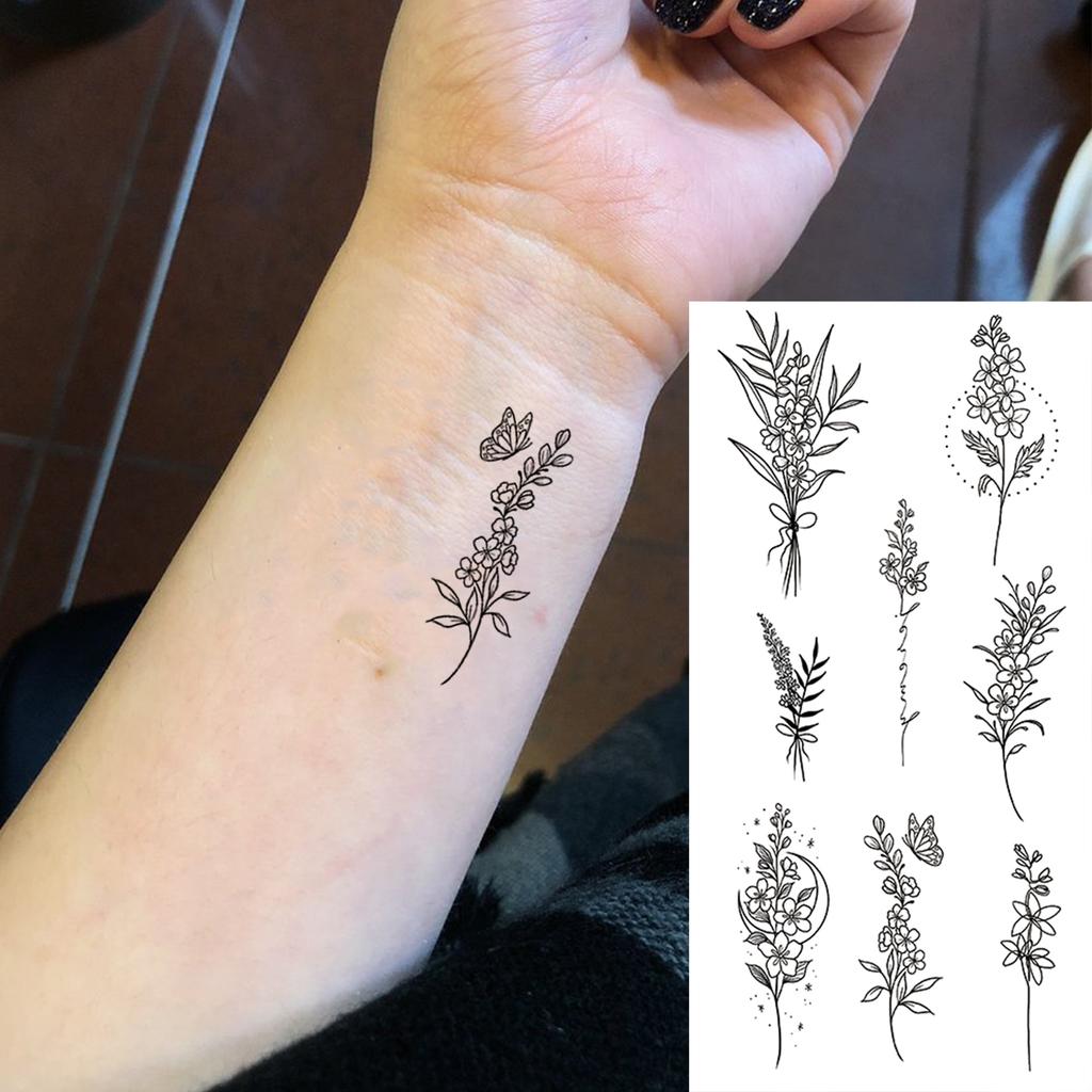 1 Sheet Black Butterfly Temporary Tattoos For Women Adults Fake Water Transfer Letter Tattoo Sticker Neck Hands
