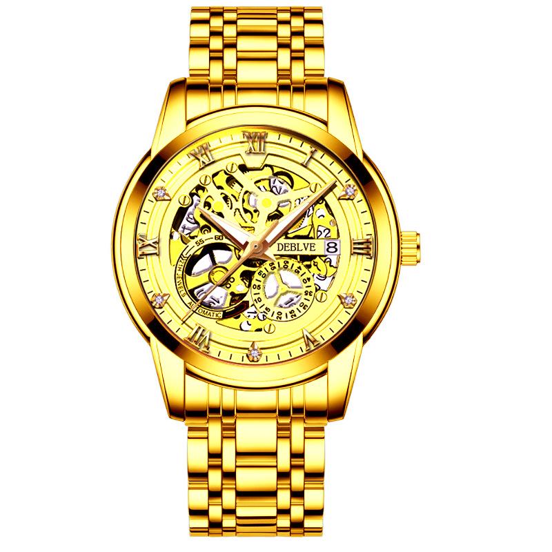 Новые мужские модные светящиеся механические часы с прочным ремешком