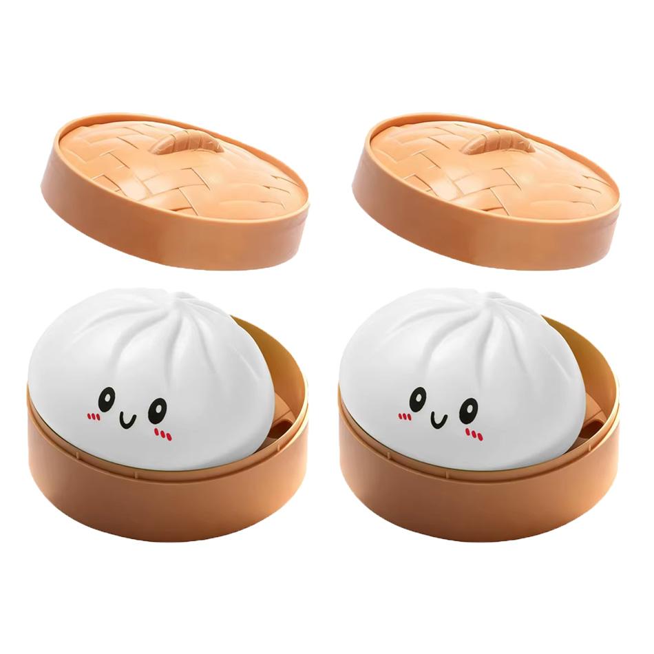 Colorful Dumpling squishies Stress Balls Stress Relief Tactile Toys Simulation Food with Steamer Squeeze Dough Ball for Anxiety Relief