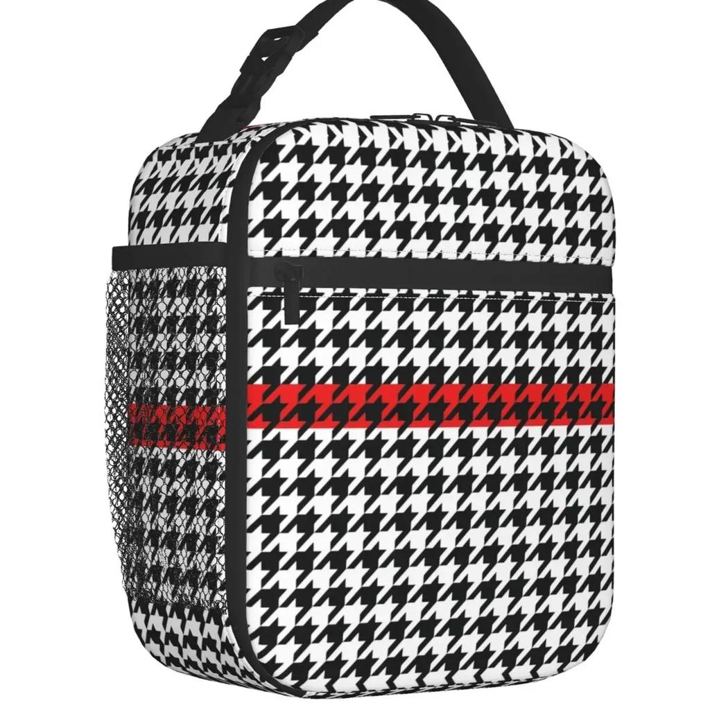 Grey Gold Geometry Art Deco Insulated Lunch Bag for Outdoor Picnic Abstract Geometry Portable Cooler Thermal Bento Box Women Kid