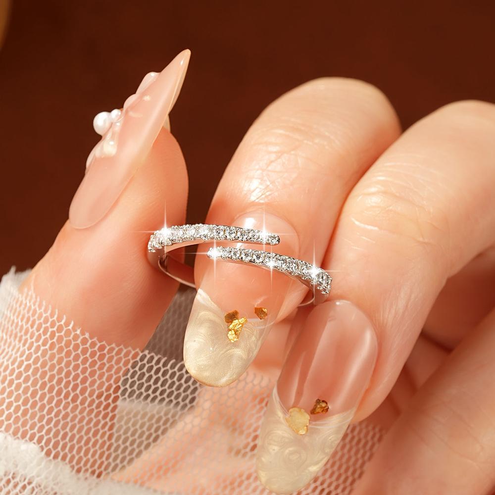 New Fine Rings Unisex Hip Hop Moissanite Ring Engagement Adjustable Half Open Twist Eternity Band Ring Gifts Unisex